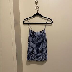 Theory Blue patterned 100% silk camisole